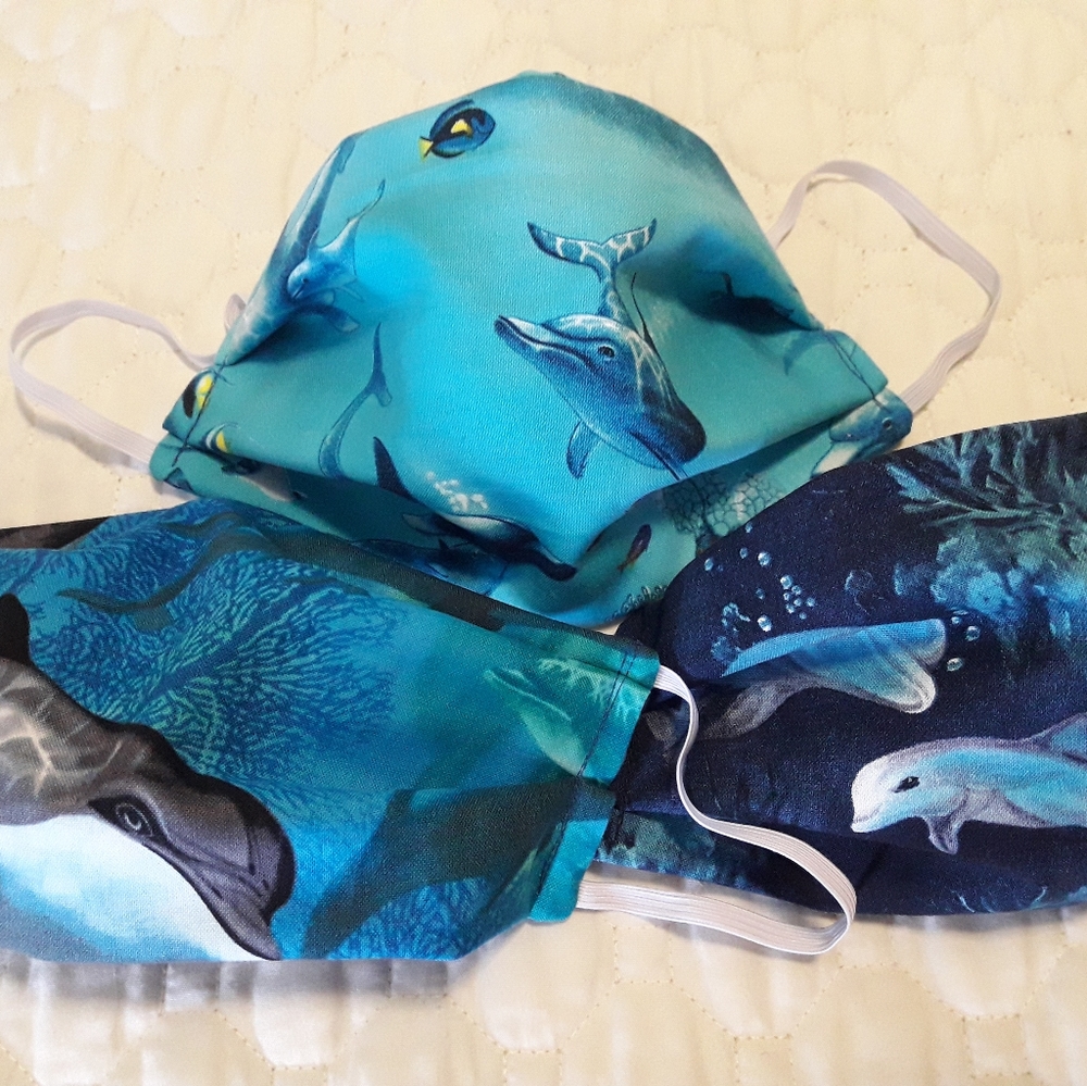 Dolphins 3x Handmade Face Cover Masks